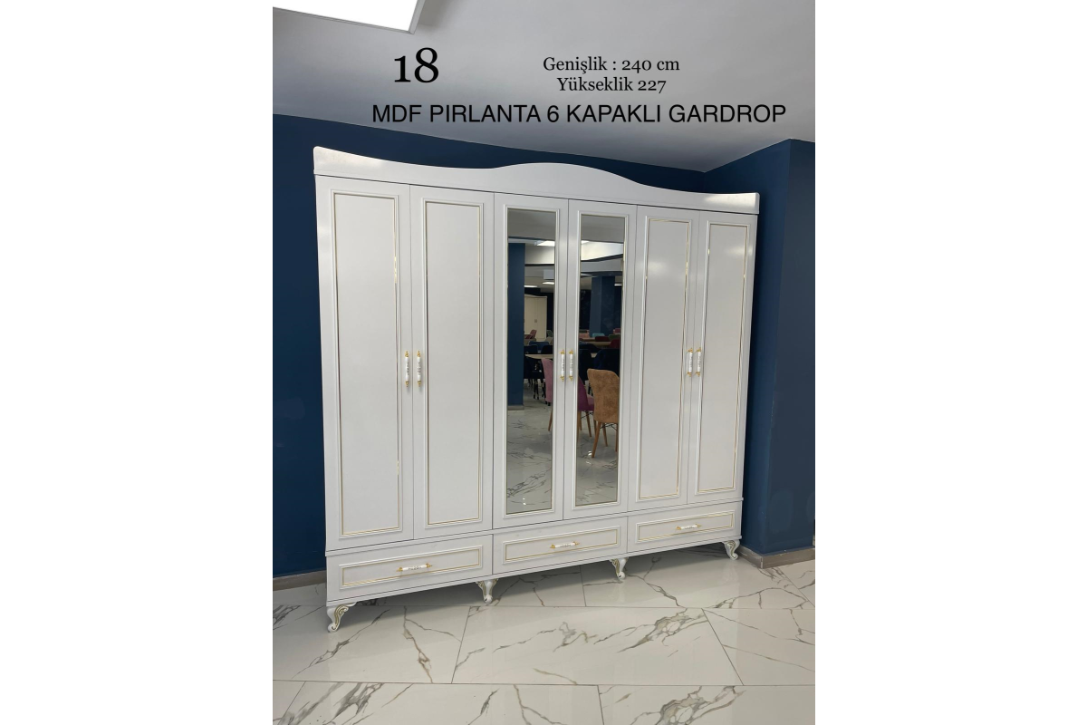 PIRLANTA 6 KAPAKLI MDF GARDROP